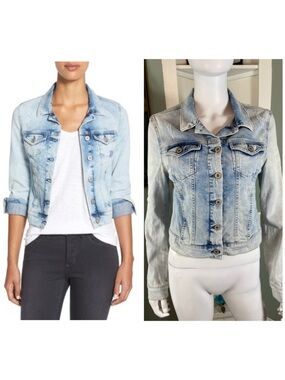 Mavi Jeans Samantha Light Blue Acid Wash Washed Denim Distressed Jacket XS/S